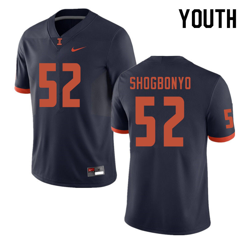 Youth #52 Ayo Shogbonyo Illinois Fighting Illini College Football Jerseys Sale-Navy